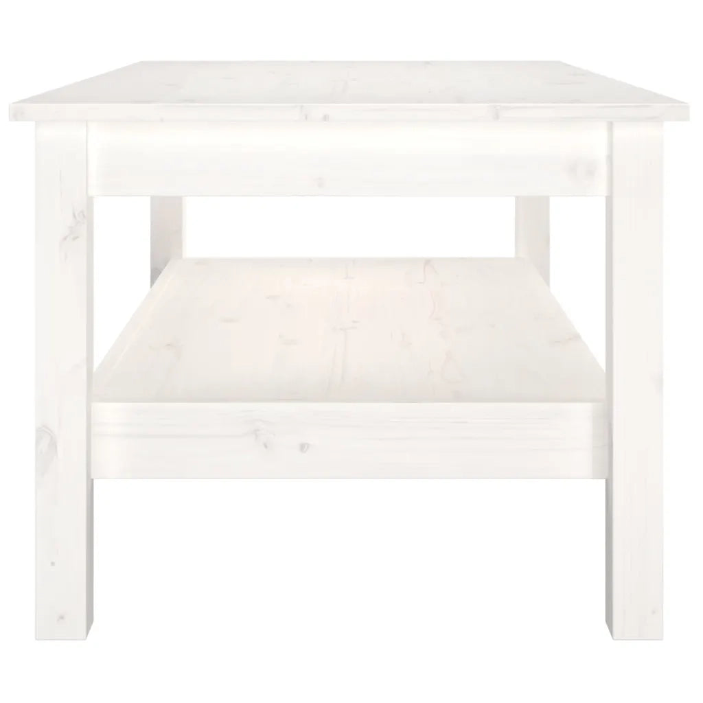 Tavolino da Salotto Bianco 80x50x40 cm Legno Massello di Pino 814285