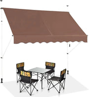 Tenda da Sole per Esterno, Tenda da Sole a Morsetto per Balcone con Struttura Telescopica e Tessuto Resistene ai Raggi Solari, Regolabile in Altezza e in Angolazione (200 cm,Marrone)