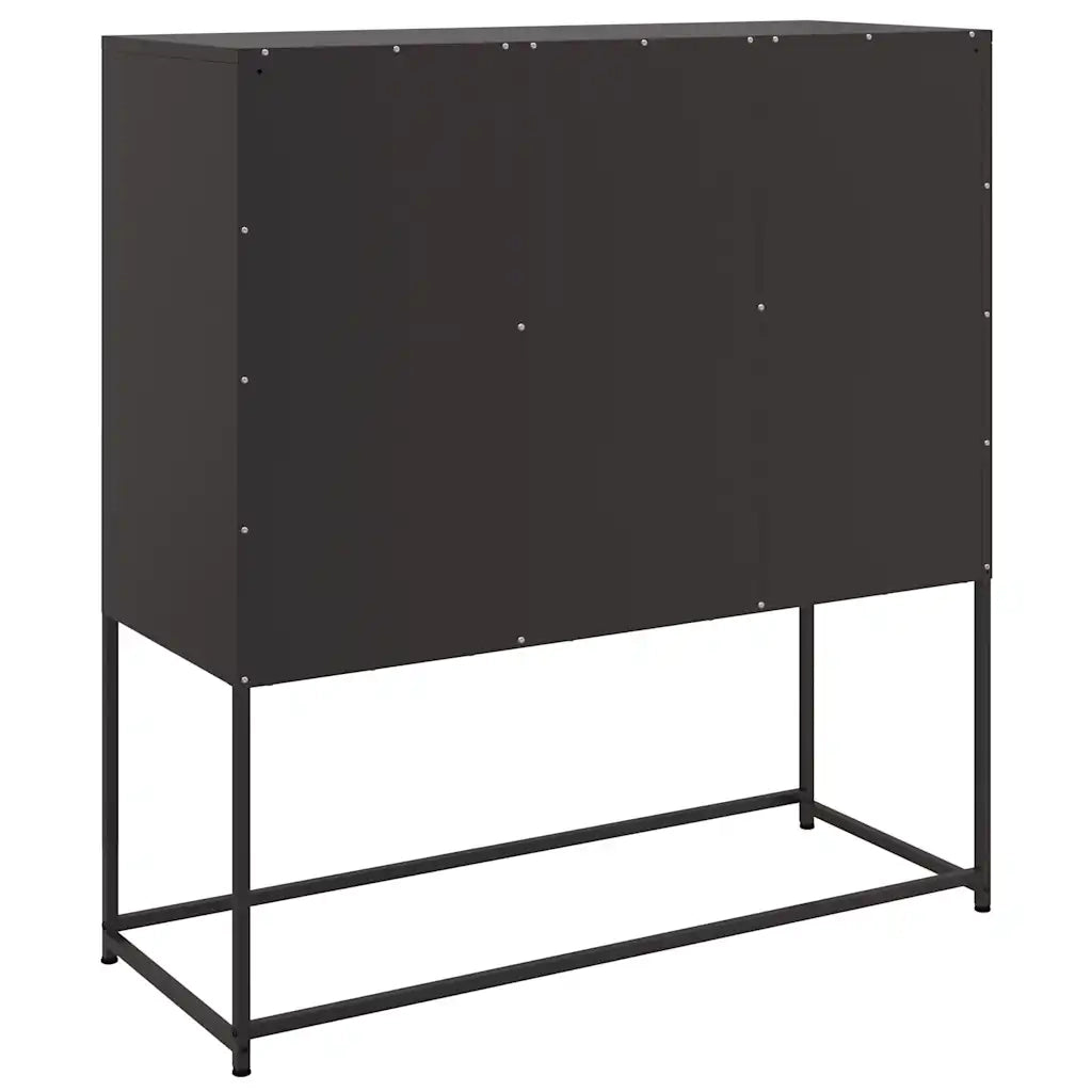 Credenza-Buffet-Armadio da cucina Nera 100,5x39x107 cm in Acciaio 649899