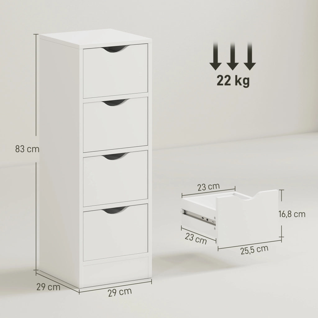 Mobile da bagno con 4 cassetti ¨C zephmum ¨C bianco 29x29x83 cm