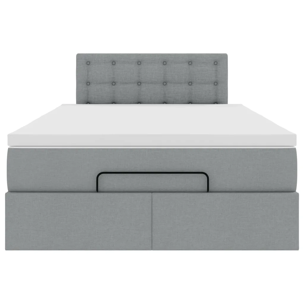 Pouf Letto con Materasso Grigio Chiaro 120x190 cm in Tessuto 3312457