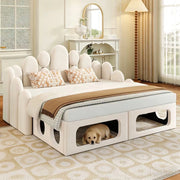 Letto Imbottito con Divano e Cuccia 2 in 1 ¨C Xylo ¨C Velluto Beige 180x200