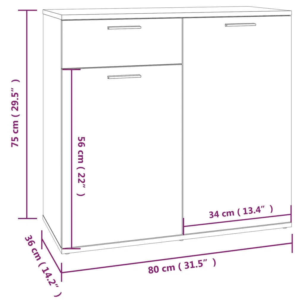 Credenza Grigio Sonoma 80x36x75 cm in Legno Multistrato cod mxl 23855