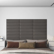 Testiera da Parete 12 pcs Grigio 60 x 15 cm Tessuto 42020535