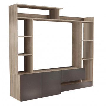 Parete Soggiorno Entry Olmo e Grigio - Dimensioni: cm 180 x 28/40 x 165 h
