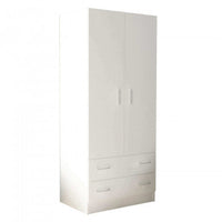 Armadio Bianco con 2 Ante e Due Cassetti POP, cm 80x52x180