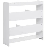 Libreria a Scaffale, Mobile da Archiviazione, 4 Livelli, 3 Pannelli Posteriori, Pannelli di Particelle, 90L x 24l x 91H cm, Bianco