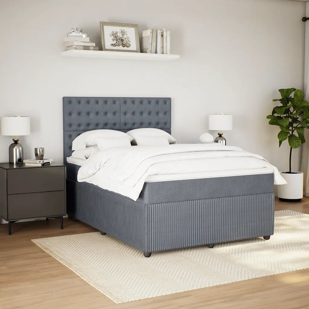 Giroletto a Molle con Materasso Grigio Scuro 140x190 cm Velluto