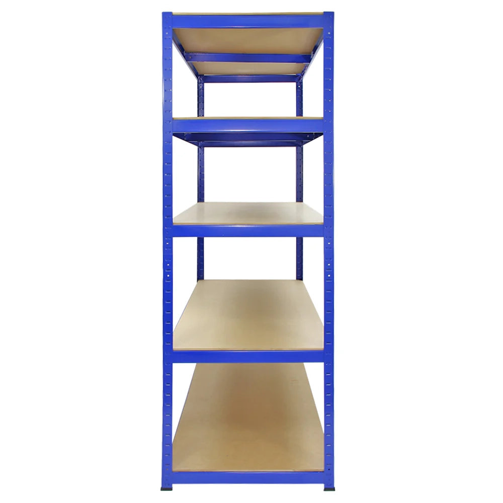 10 Scaffali in Acciaio Senza Bulloni T-Rax Blu Larghi 120cm per Magazzino e Box