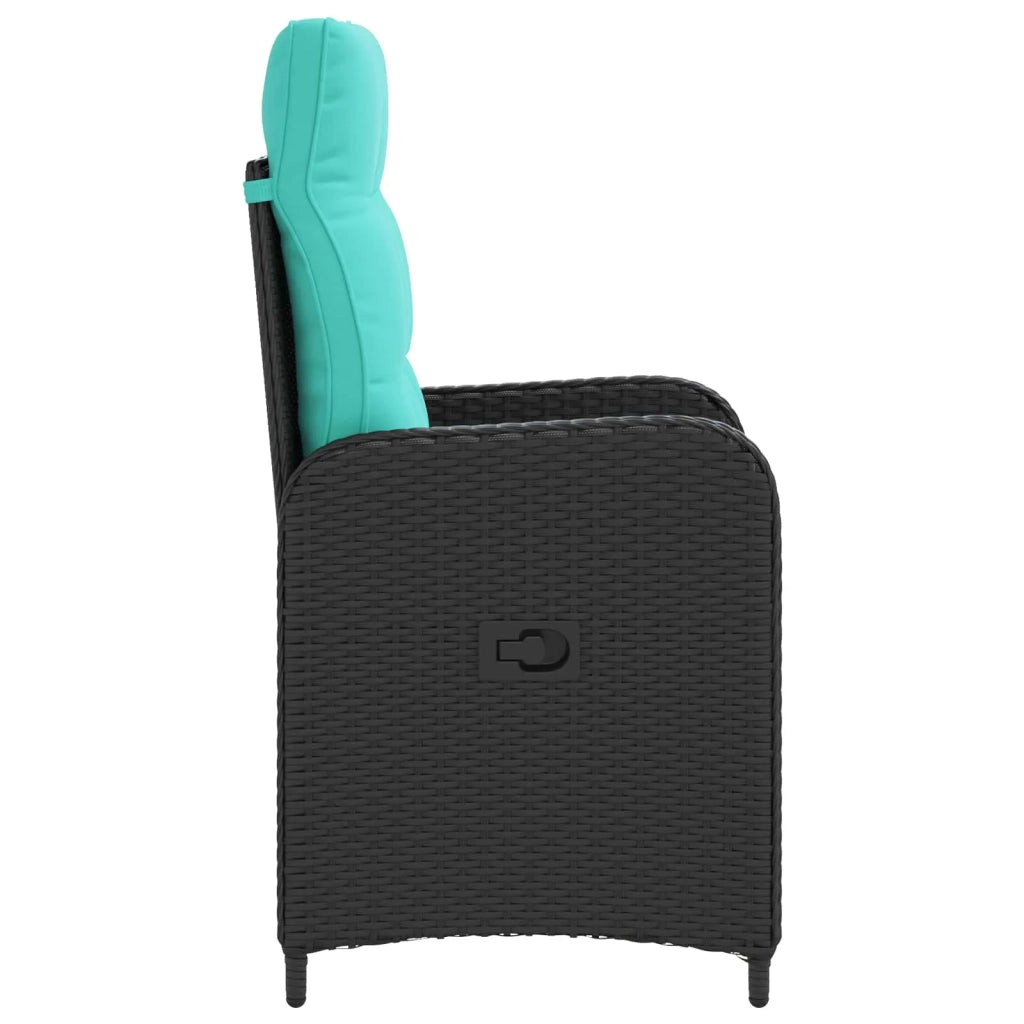 Sedia da giardino reclinabile Nero e Turchese polyrattan 42027159
