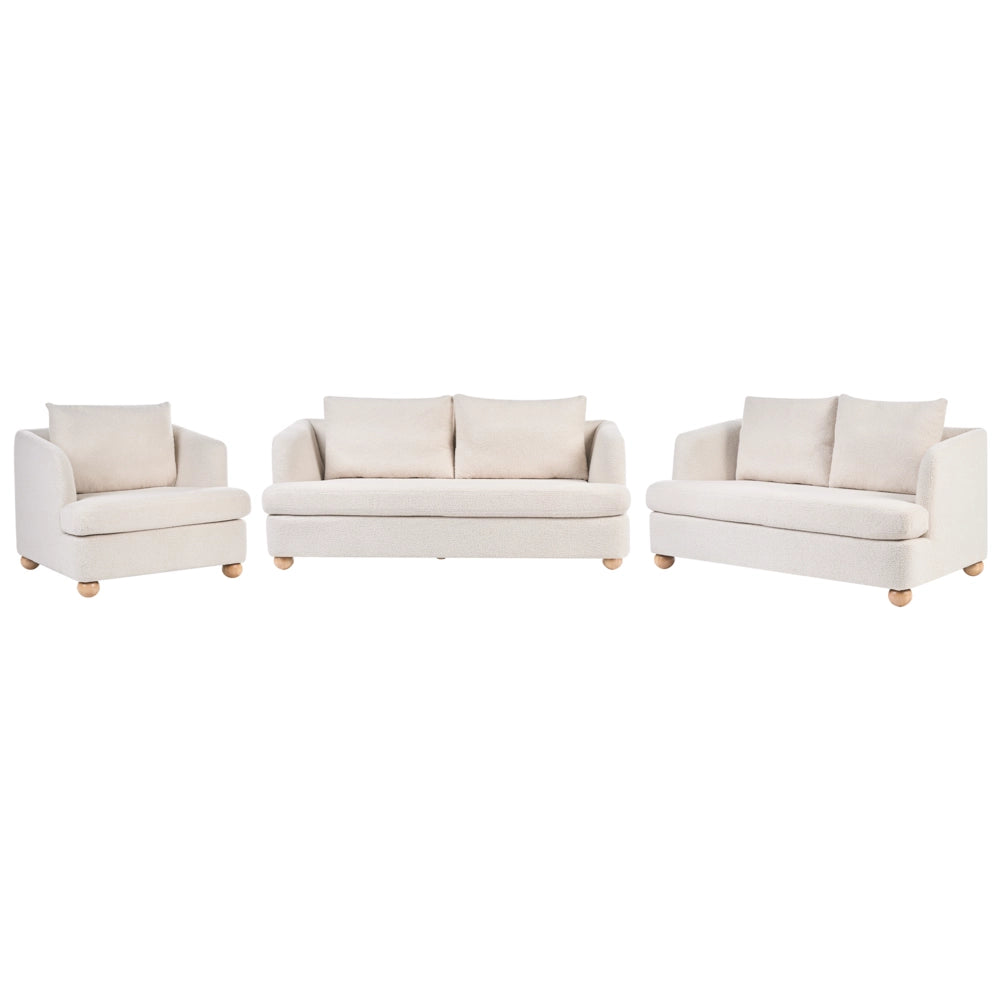 Set da salotto a 6 posti con rivestimento in ciniglia braccioli e gambe rotonde in legno set composto da divano e poltrona salotto bianco sporco