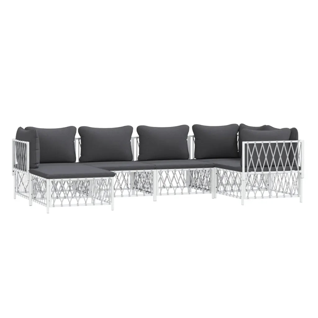 Set Salotto da Giardino 6 pz con Cuscini in Acciaio Bianco 3186892