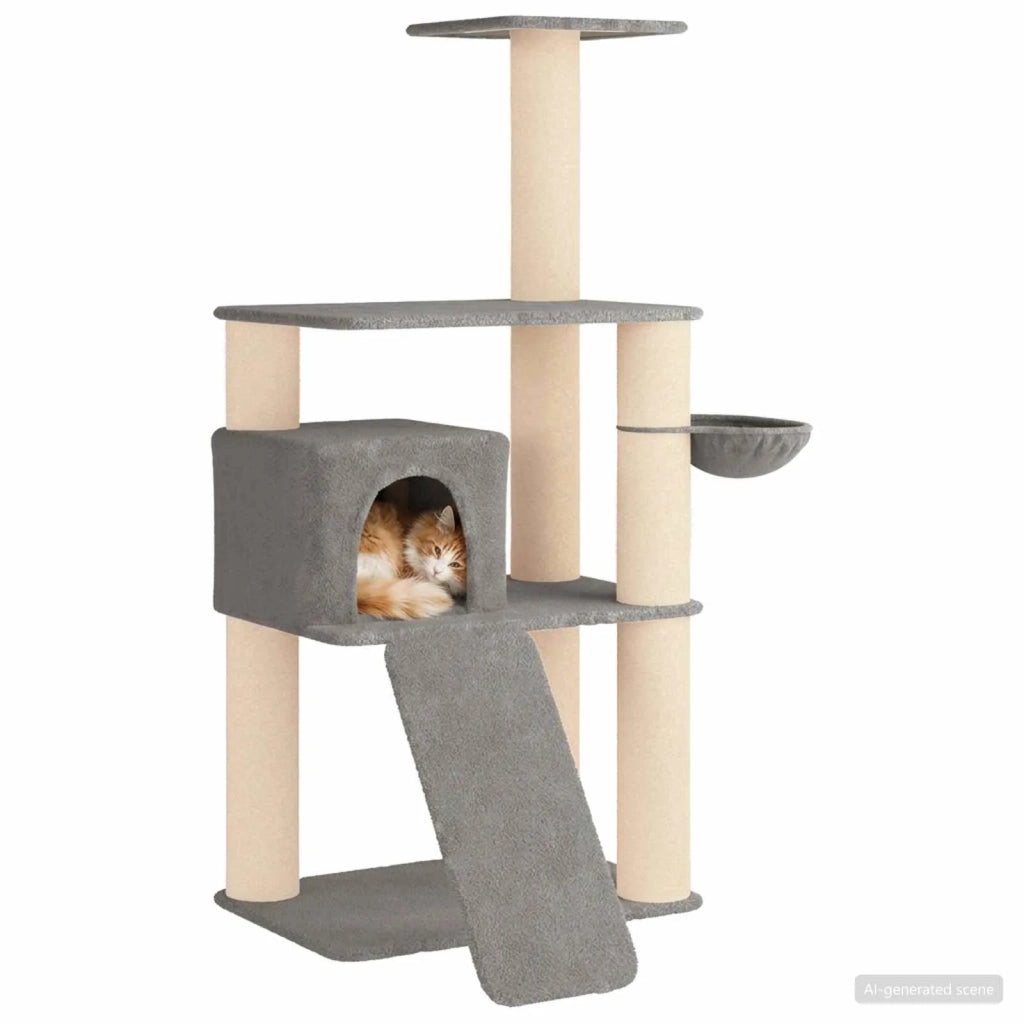 Albero per gatti con pali per graffiare in sisal Grigio Chiaro 42033046