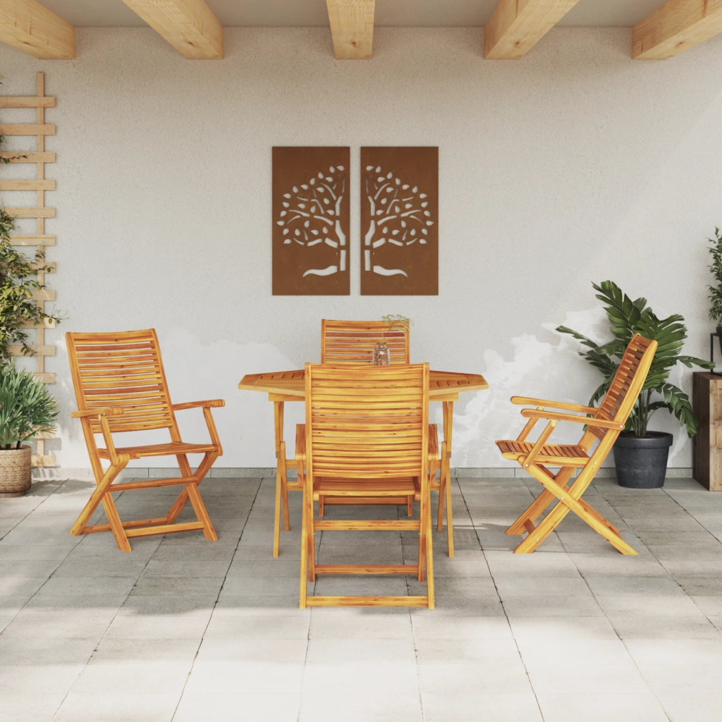 Set da pranzo da giardino in 5 pezzi in legno massello di acacia