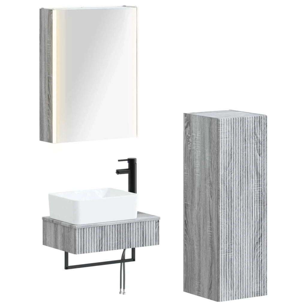 Set di mobili per il bagno 4 pcs Sonoma grigio 3407404