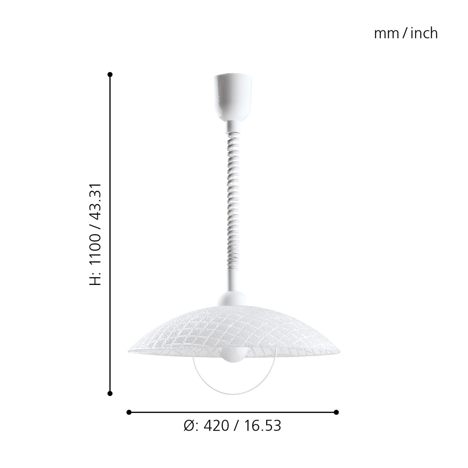 Lampadario A Sospensione Moderno Alvez Policarbonato Bianco Vetro 1 Luce E27