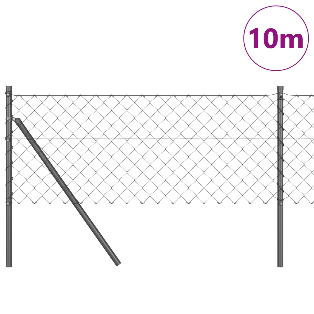 Recinzione a Maglie con 7 Post 0.6x10 m Acciaio Zincato Grigio