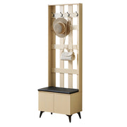 Armadio moderno con panca e appendiabiti - struttura robusta, 4 ganci per giacche e borse, gambe in acciaio nero, design elegante per corridoio e