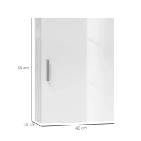 Armadietto Bagno da Parete in Legno con 3 Ripiani Regolabili in Vetro su 3 Livelli, 40x15x55 cm, Bianco