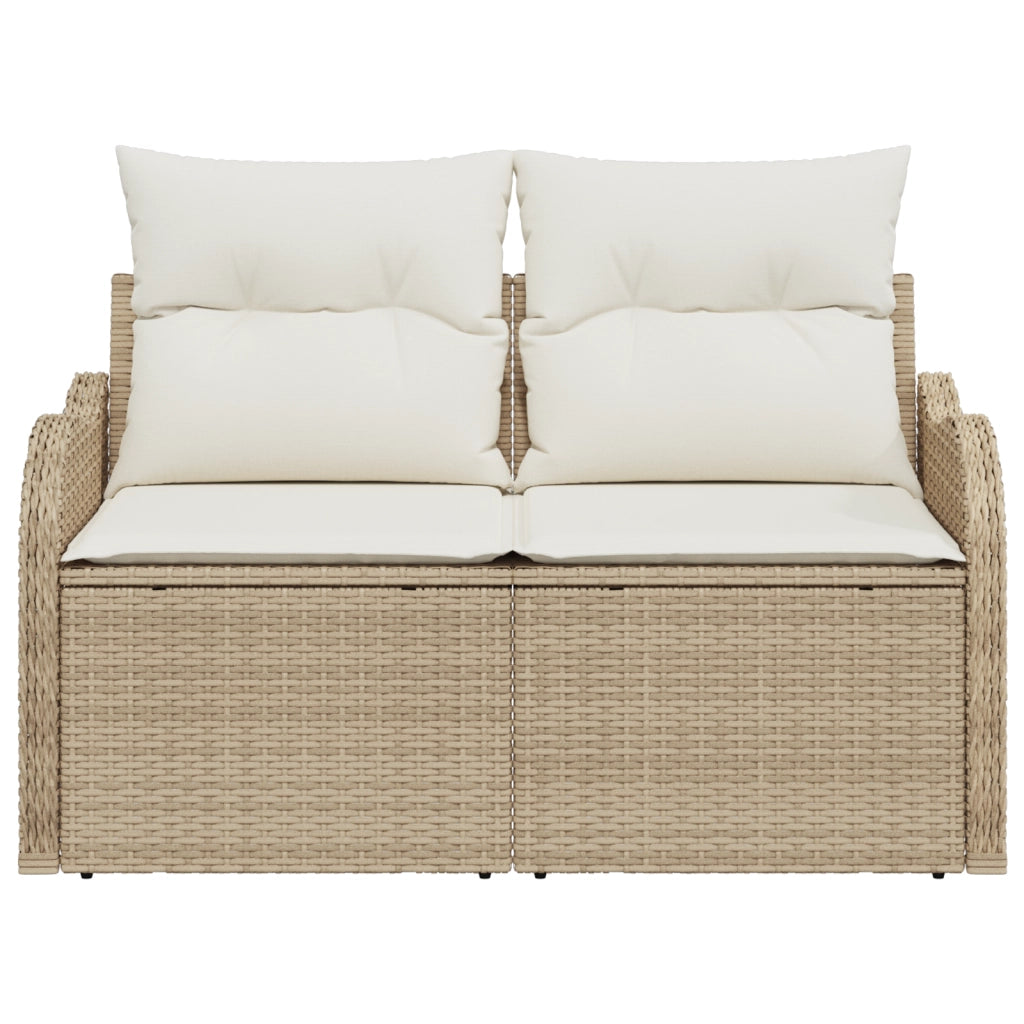 Divano da Giardino a 2 Posti con Cuscini Beige in Polyrattan