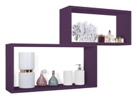 Set 2 Mensole Cubo da Parete Rettangolare in Fibra di Legno Bislugno  Viola Melanzana