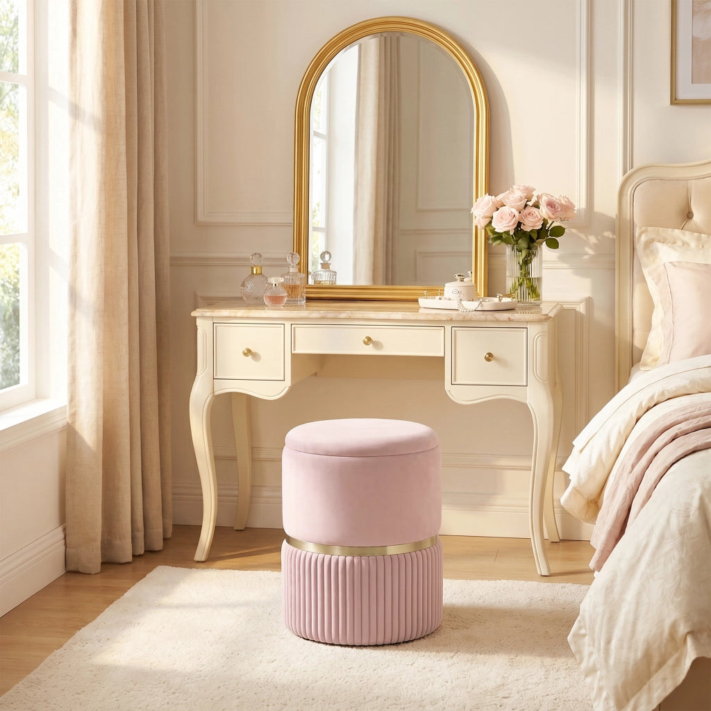 Pouf ¨C Minimal ¨C rosa, velluto, 36x36x44