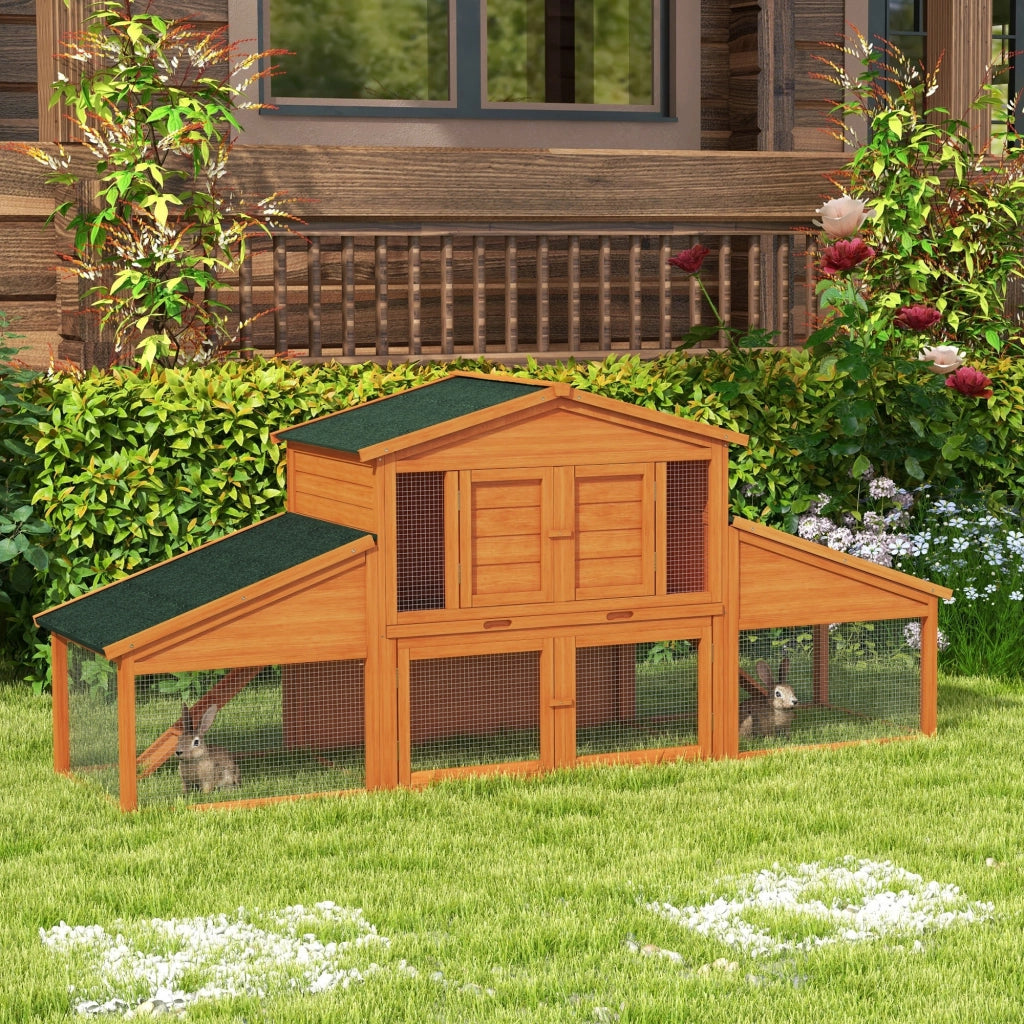 Gabbia per conigli a due piani ¨C Minimal ¨C Legno massello pino 225x70x100 cm