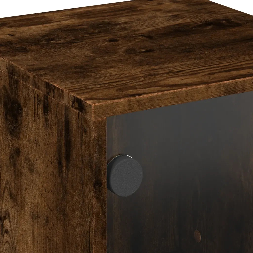 Comodini con Ante in Vetro 2pz Rovere Fumo 35x37x50 cm 836527
