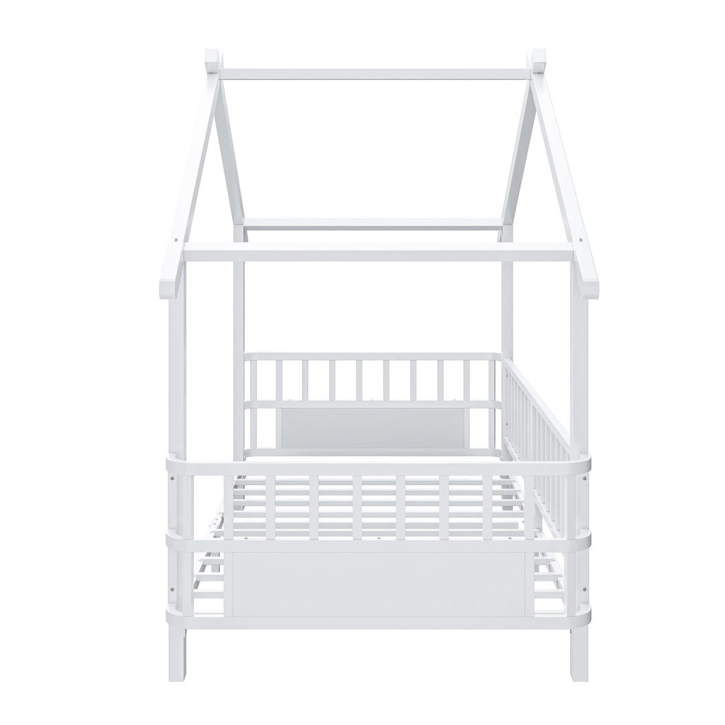 LETTO bambino in metallo 90 x 200 cm bianco con struttura a casetta