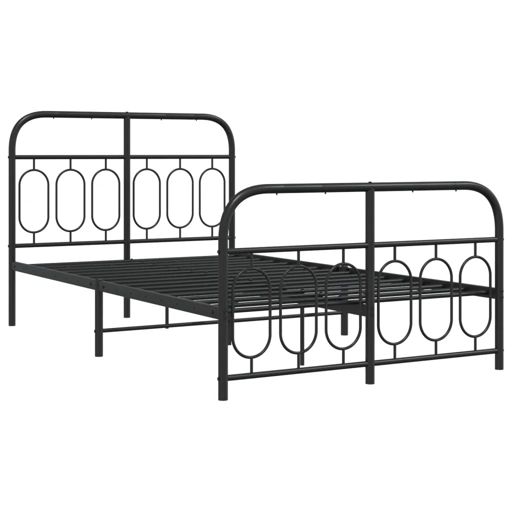 Giroletto con Testiera e Pediera Metallo Nero 120x190 cm 377132