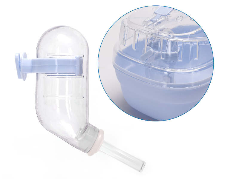 Gabbia portatile per criceti blu in resina K e polipropilene con abbeveratoio