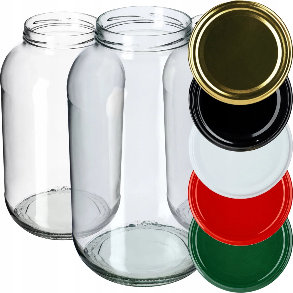 KADAX 4 barattoli da 4 litri per conservare cetrioli, coperchi in vetro, diametro 100