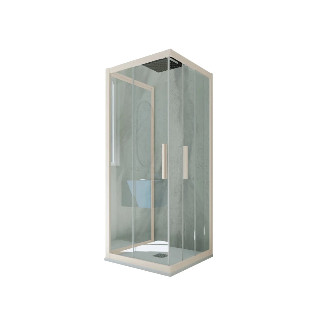 Box doccia 3 lati scorrevole 70x100x70 CM H 200 Vetro Trasparente Profilo Champagne mod. Kolors Trio
