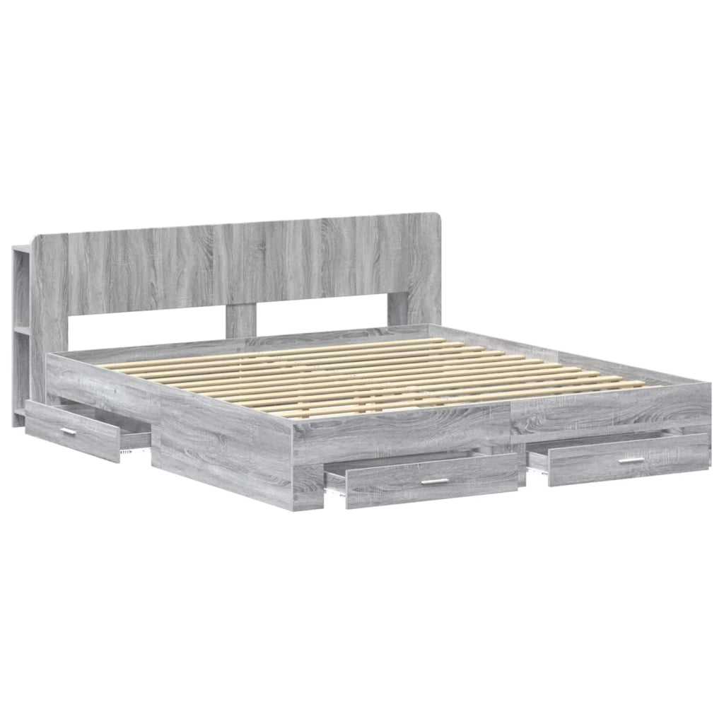 Telaio del letto con storage Sonoma grigio 200 x 200 cm 3433797