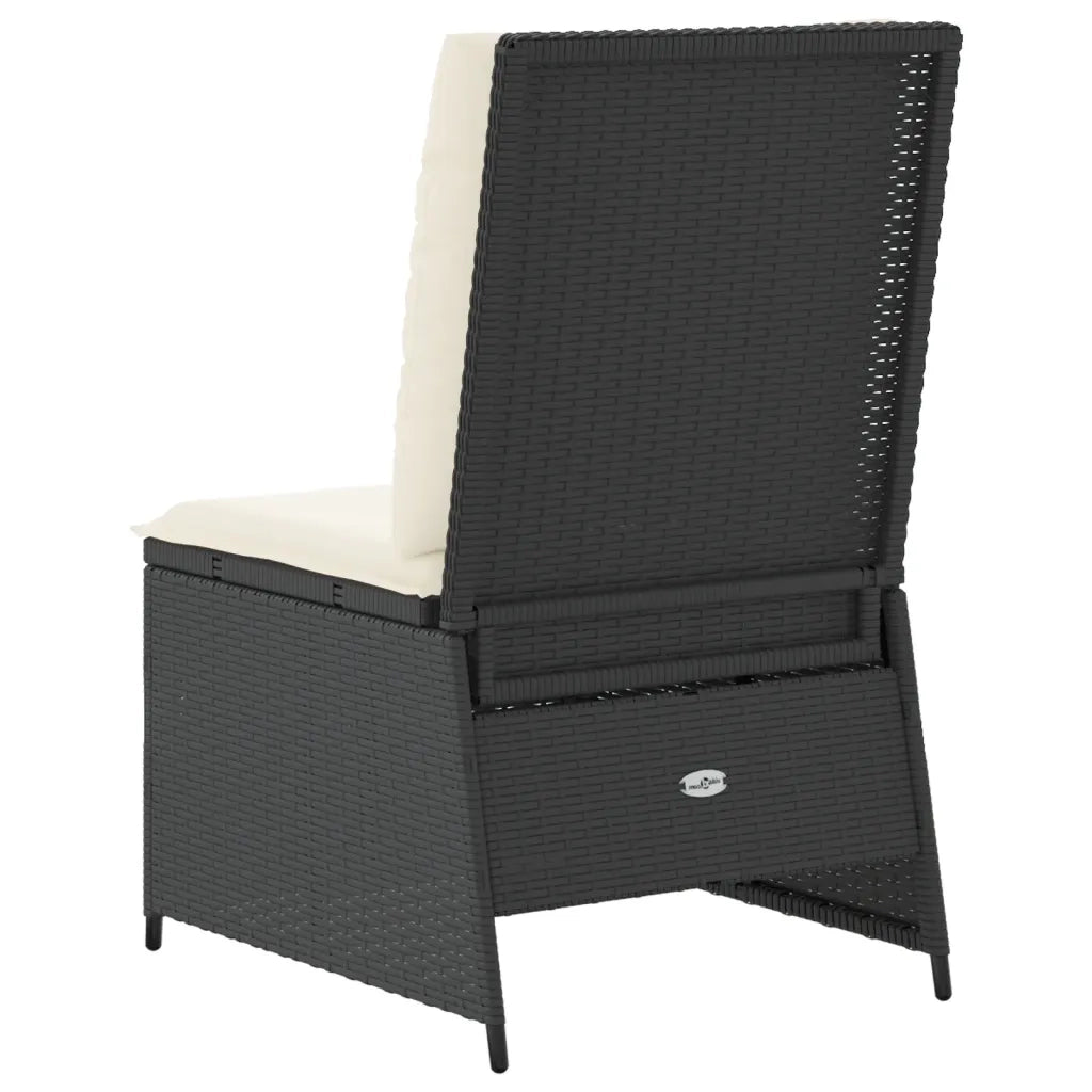 Divano Reclinabile da Giardino con Cuscini in Polyrattan Nero 368973