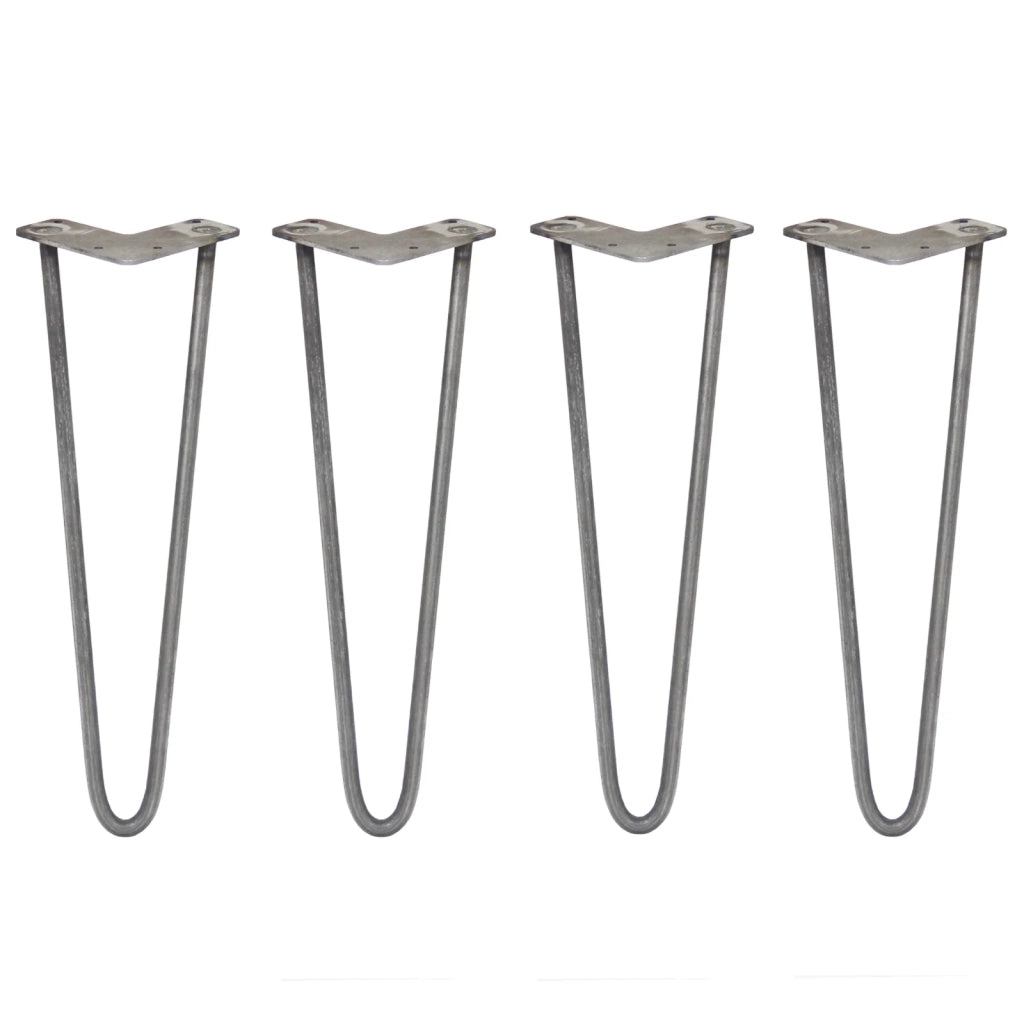 4 Gambe per Tavolo a Forcina SkiSki Legs 40.6cm Acciaio Naturale 2 Rebbi 12mm