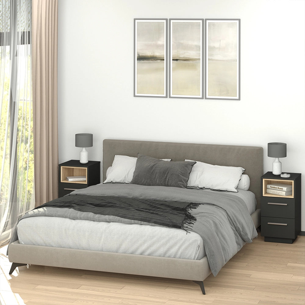 Vicco Comodini camera da letto Antracite 36 x 68 cm Set di 2