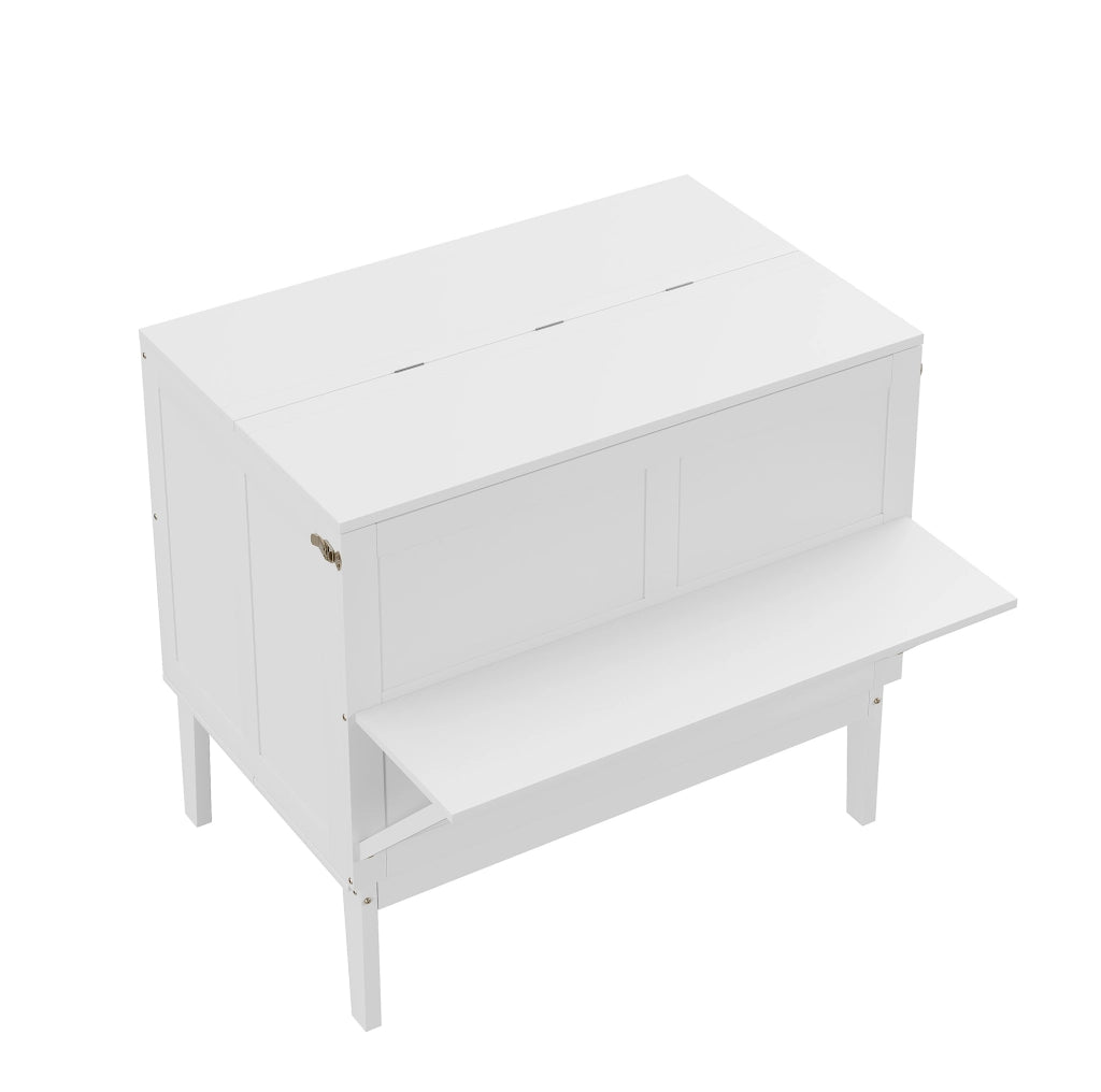 Letto a scomparsa verticale 90x200 cm bianco; design salvaspazio in legno