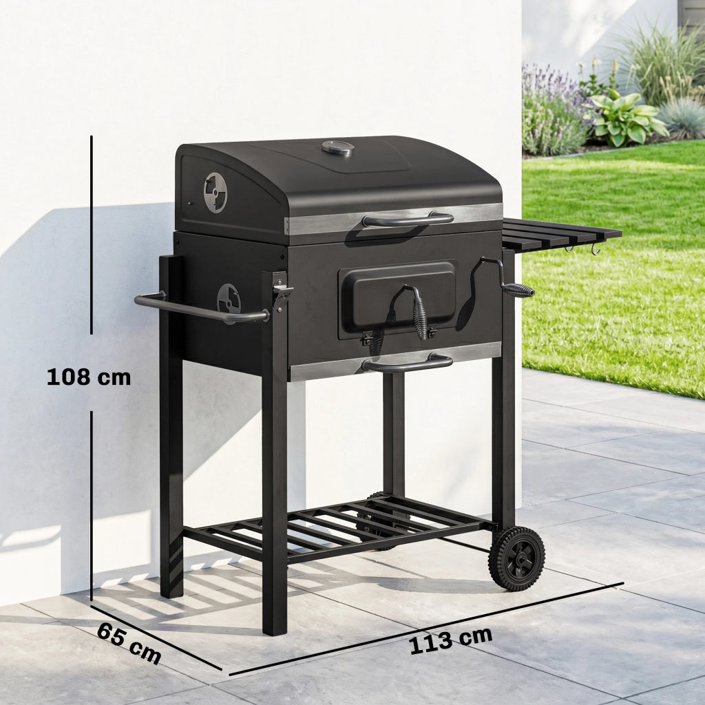 Barbecue Smoker per Giardino ¨C zephmum ¨C Grigio, Acciaio, 113x65x108 cm