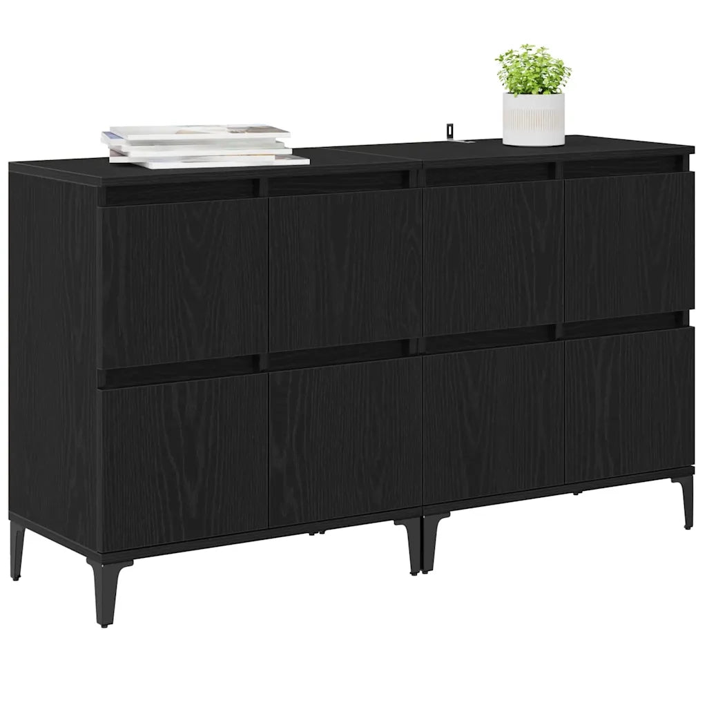 Credenza | Sideboards 2 pcs Rovere Nero 60 x 35 x 70 cm Legno multistrato