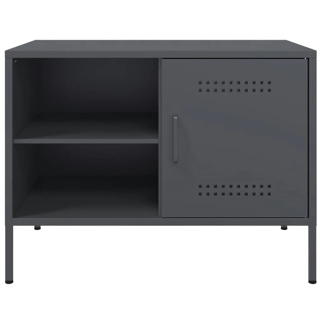 Mobile TV multimediale mensola TV credenza TV sala da pranzo soggiorno camera da letto antracite 68 x 39 x 50,5 cm acciaio antracite 02_0026402