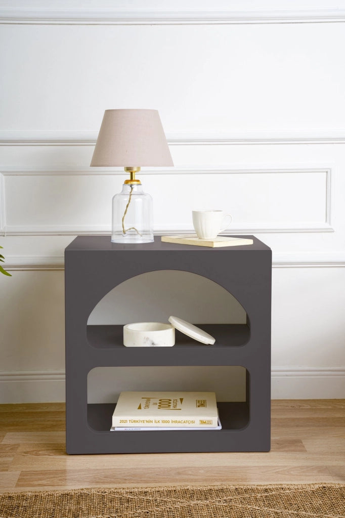 Comodino in legno "Lorin" - 50 x 40 x 50 cm - Grigio antracite
