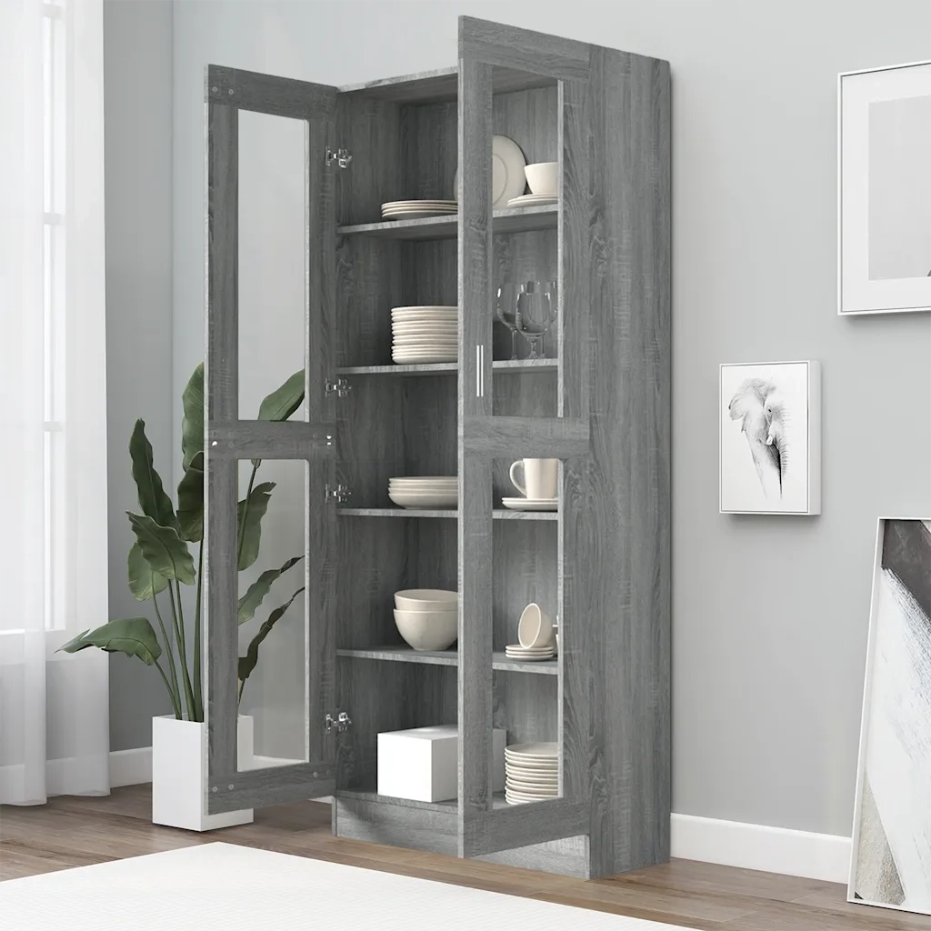 Mobile Vetrina Grigio Sonoma 82,5x30,5x185 Legno Multistrato 815622