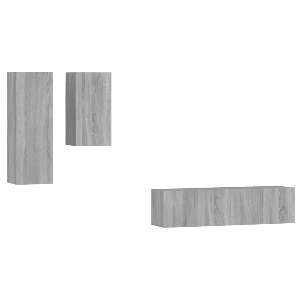 Set di Mobili Porta TV 4 pz Grigio Sonoma in Legno Multistrato cod mxl 26348