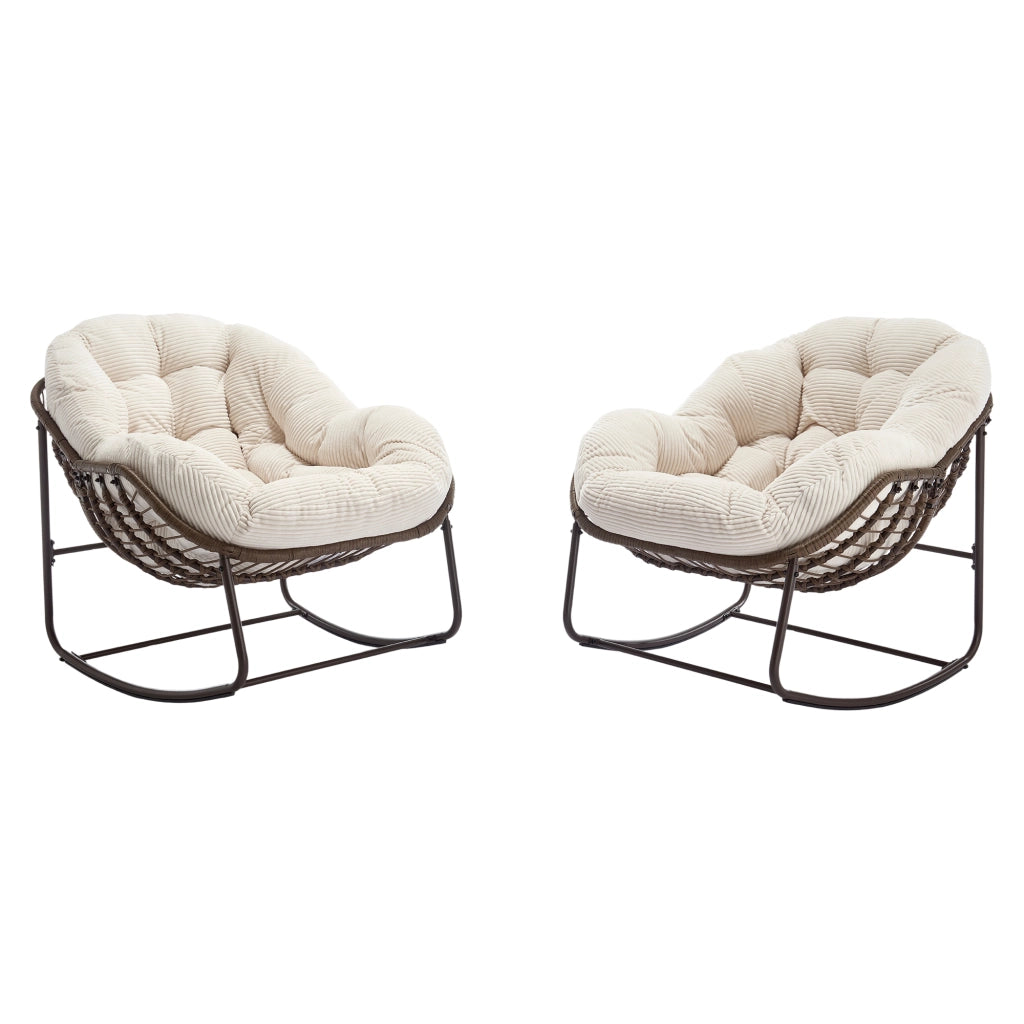SEDIA A DONDOLO Oversize 78x106x90 cm Rattan sintetico e acciaio Bianco