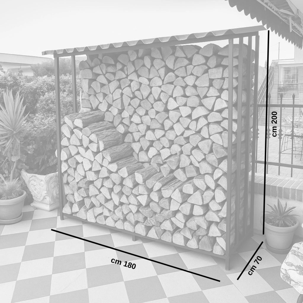 Legnaia tettoia in acciaio verniciato antracite eco 180x70xh200 cm