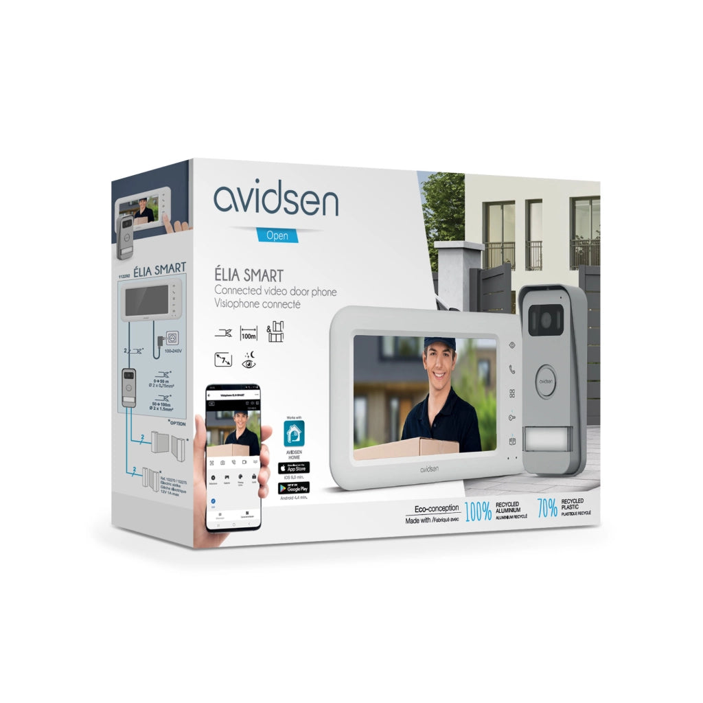 Videocitofono a 2 fili WIFI Monofamiliare - Schermo 7'' a colori con visione notturna - Elia smart