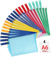 Documenti A6, 20 pezzi di borsa impermeabile con cerniera, sacchetto di plastica trasparente con cerniera, borsa per documenti per scuola, casa, ufficio, viaggi, cosmetici, 5 colori