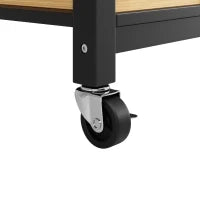 Isola da cucina moderna con lati pieghevoli, spazio di conservazione multifunzionale, 120×45×90 cm, Nero e Legno naturale