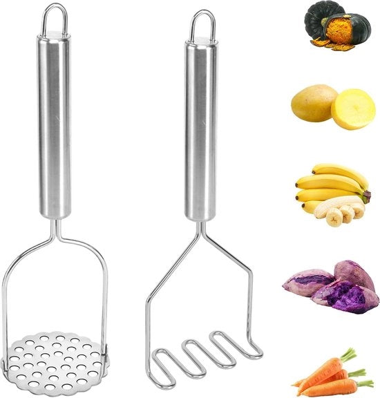 Due pezzi, stampini patate, acciaio inossidabile, stampino per patate, manuale con impugnatura spessa, stampino per purea di patate, avocado